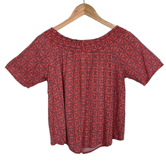 Sans Souci Blouse Top Orange Asymmetrical Off The Shoulders Academia Preppy L - Picture 1 of 7
